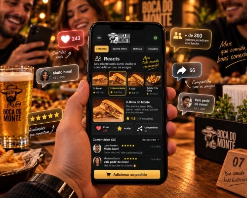 Detalhe de produto com imagem e descrição no cardápio