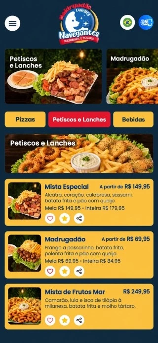 Exemplo de cardápio com identidade visual padrão